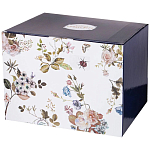 Чайный сервиз из фарфора темно-синий с рисунком цветов на 6 персон 14 предметов 300 мл Garden Whisper Porcelain Set  варинант исполнения - 4 | Loft Concept в Рязани