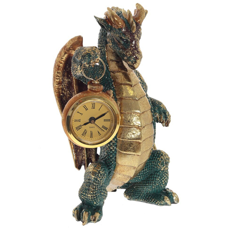 Часы в виде дракона Green Dragon with Clock Зеленый Золотой Часы в виде дракона Green Dragon with Clock Зеленый Золотой в Рязани | Loft Concept
