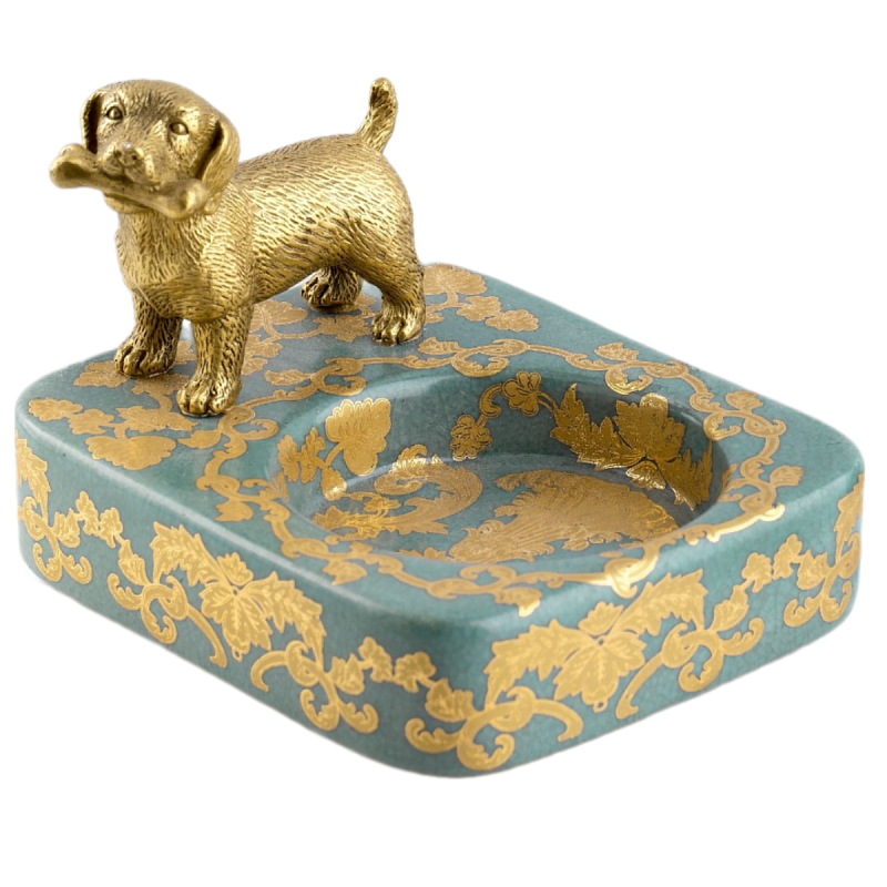 Пепельница фарфоровая Dog Бронза Голубой Пепельница фарфоровая Dog Бронза Голубой в Рязани | Loft Concept