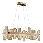 Люстра подвесная прямоугольная с рифлёными прозрачными элементами и золотым основанием Aurea Vista варинант исполнения - 1 | Loft Concept в Рязани