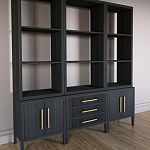 Модульный стеллаж Primo из трех составных элементов Черный дуб варинант исполнения - 3 | Loft Concept в Рязани