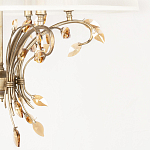 Люстра подвесная круглая с тканевым полупрозрачным абажуром и подвесками 6 ламп Gilded Elegance варинант исполнения - 6 | Loft Concept в Рязани