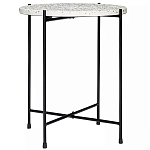 Кофейный столик с круглой разноцветной столешницей на 4-х черных ножках Multicolored Stone Composite варинант исполнения - 1 | Loft Concept в Рязани