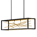 Люстра прямоугольная черного цвета с декором в виде ветвей в золотой отделке Hinkley варинант исполнения - 1 | Loft Concept в Рязани