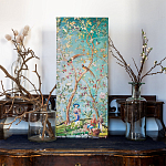 Постер на холсте в стиле шинуазри с изображением сада Chinoiserie Imperial Garden Birds and People Poster варинант исполнения - 3 | Loft Concept в Рязани