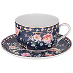 Чайный набор из фарфора синий на 6 персон 12 предметов Flower Porcelain Collection варинант исполнения - 1 | Loft Concept в Рязани