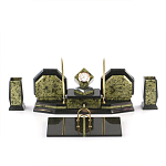 Настольный письменный набор из змеевика с часами и таблетницей Successful Leader варинант исполнения - 1 | Loft Concept в Рязани