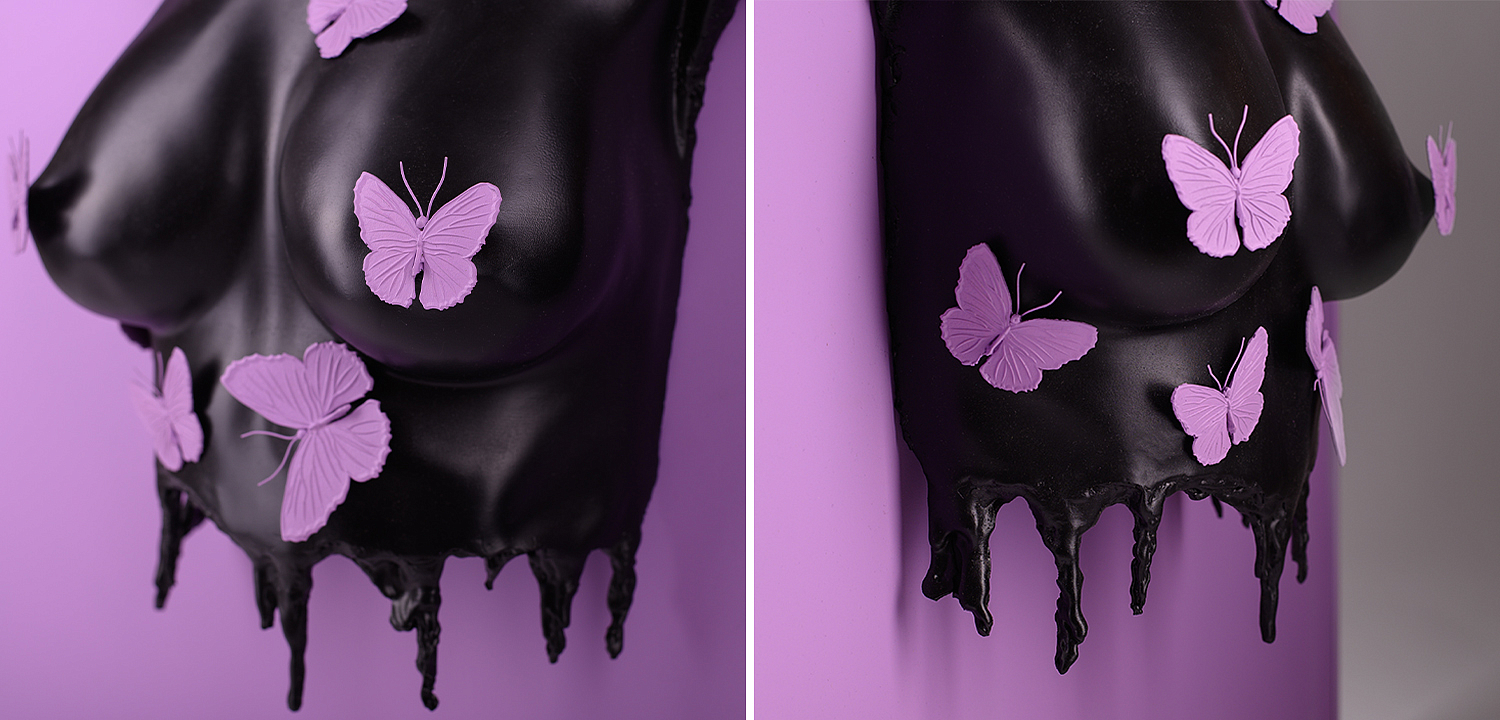 Аксессуар на стену Sculpture Female Torso Butterflies Framed Аксессуар на стену Sculpture Female Torso Butterflies Framed - Loft-Concept в Рязани