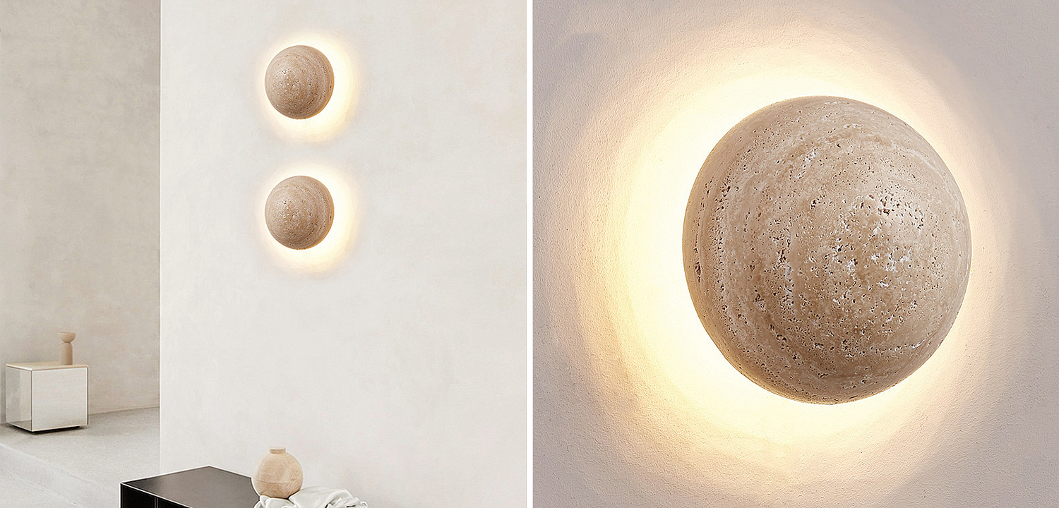 Настенный светодиодный светильник из камня травертина TRAVERTINE POVL WALL LAMP Настенный светодиодный светильник из камня травертина TRAVERTINE POVL WALL LAMP - Loft-Concept в Рязани