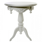 Стол приставной круглый белого цвета из массива бука с легкими потертостями White Provence варинант исполнения - 1 | Loft Concept в Рязани