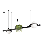 Подвесной светильник линейный с 2-мя шарообразными плафонами и цилиндрическим спотом Light of Еyes варинант исполнения - 3 | Loft Concept в Рязани