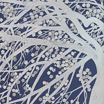 Обои ручная роспись в стиле Арт-деко Windswept Blossom Special Colourway on Dark Blue dyed silk варинант исполнения - 2 | Loft Concept в Рязани