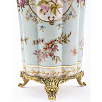 Ваза голубого цвета из фарфора с цветочным рисунком и бронзовой стрекозой Blue Garden варинант исполнения - 3 | Loft Concept в Рязани