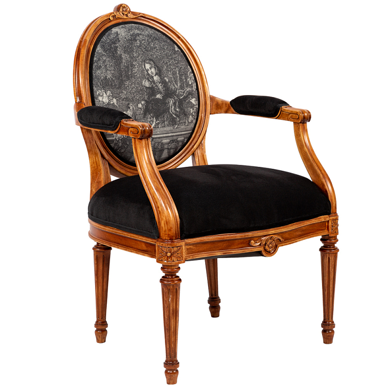 Кресло Marimon Armchair Right Черно-белый Коричневый в Рязани | Loft Concept 