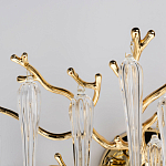 Бра золотого цвета с разветвленными ветвями и длинными прозрачными подвесками в форме стеклянных сосулек Droplet Chandelier варинант исполнения - 5 | Loft Concept в Рязани