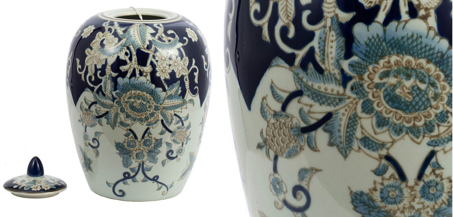 Ваза с крышкой Blue & White Ornament Vase barrel Ваза с крышкой Blue & White Ornament Vase barrel - Loft-Concept в Рязани