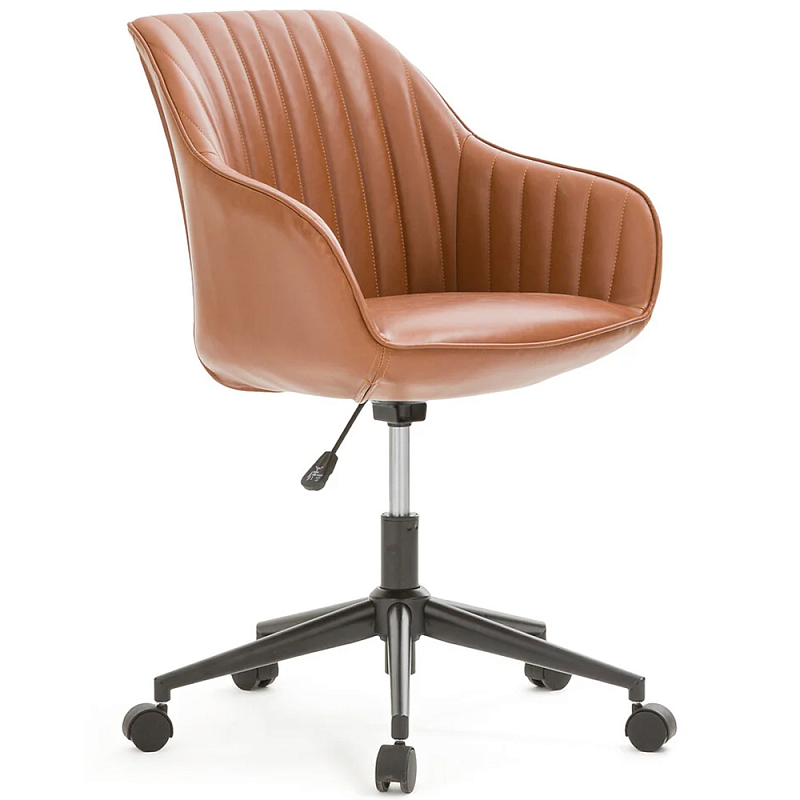 Вращающееся кресло на колёсах Alis Chair Коричневый Черный Хром Вращающееся кресло на колёсах Alis Chair Коричневый Черный Хром в Рязани | Loft Concept