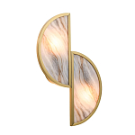 Бра с двумя полукруглыми плафонами из искусственного алебастра в бронзовой оправе Marbella варинант исполнения - 7 | Loft Concept в Рязани