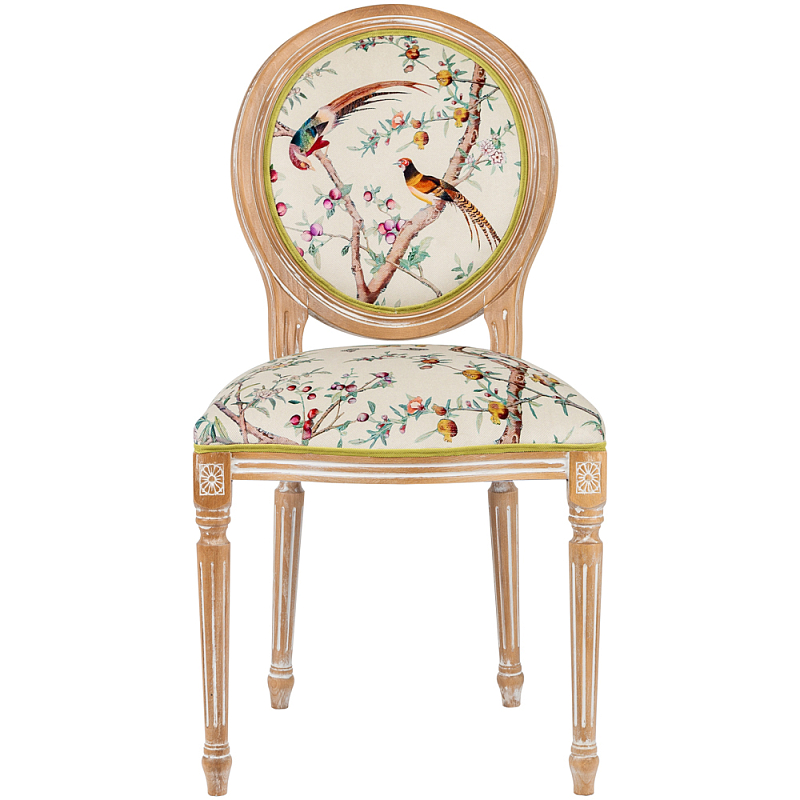 Стул из массива бука бежевый с изображением птиц и цветов Beige Green Chinoiserie Peach Garden Chair Мульти Бежевый Салатовый Стул из массива бука бежевый с изображением птиц и цветов Beige Green Chinoiserie Peach Garden Chair Мульти Бежевый Салатовый в Рязани | Loft Concept