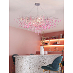 Люстра овальная с розовыми стеклянными подвесками в форме капель FAIRYTREE Light варинант исполнения - 3 | Loft Concept в Рязани