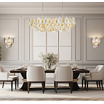 Люстра овальная с многослойными белыми и прозрачными подвесками Character Chandelier варинант исполнения - 6 | Loft Concept в Рязани