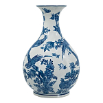 Ваза с мотивами цветущего сада с попугаями Blue Vase Inspired by Nature варинант исполнения - 2 | Loft Concept в Рязани