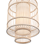 Подвесной светильник из деревянных прутьев с плафоном из натуральной ткани Light Inside the Cell варинант исполнения - 5 | Loft Concept в Рязани