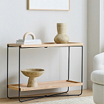 Консоль деревянной столешницей и полкой Wooden Table Top and Shelf варинант исполнения - 6 | Loft Concept в Рязани