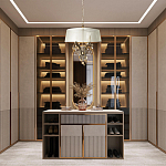 Люстра подвесная круглая с тканевым полупрозрачным абажуром и подвесками 4 лампы Gilded Elegance варинант исполнения - 8 | Loft Concept в Рязани