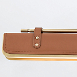 Подвесной светильник линейный латунного цвета в кожаном коричневом чехле и декоративными ремешками Alora варинант исполнения - 4 | Loft Concept в Рязани