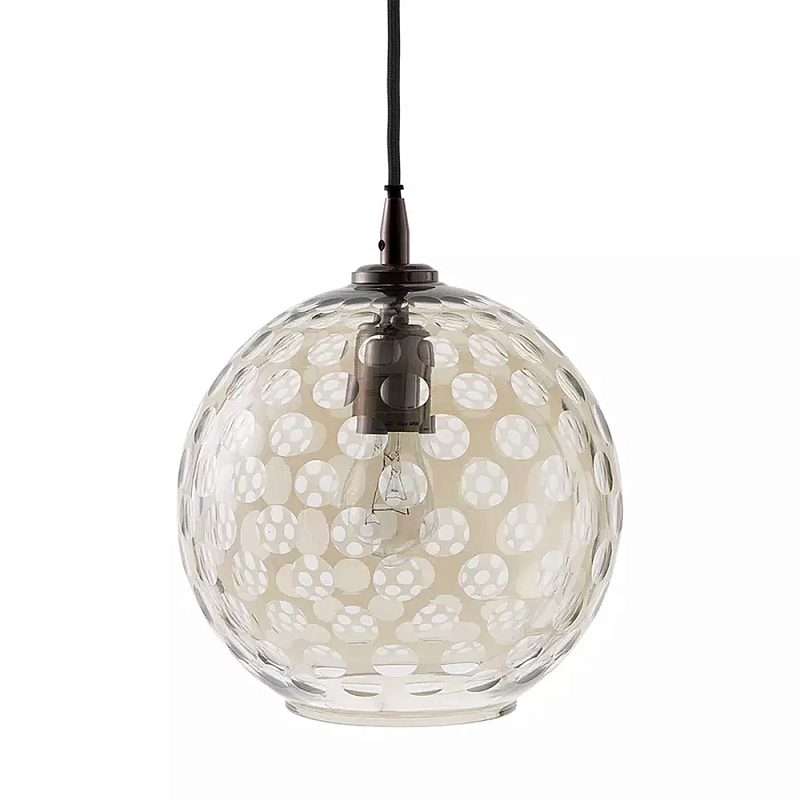 Подвесной светильник с плафоном в форме шара из стекла с рельефным узором Glass Pattern Lamp Коричневый Подвесной светильник с плафоном в форме шара из стекла с рельефным узором Glass Pattern Lamp Коричневый в Рязани | Loft Concept