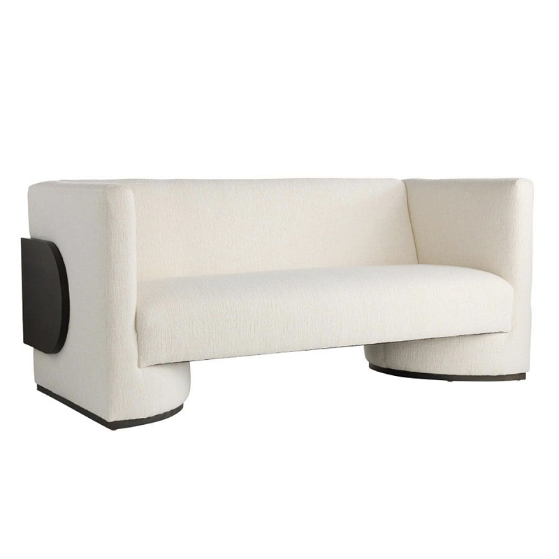 Дизайнерский Двухместный диван Florida Sofa с элегантным деревянным декором Белый Черный Дизайнерский Двухместный диван Florida Sofa с элегантным деревянным декором Белый Черный в Рязани | Loft Concept