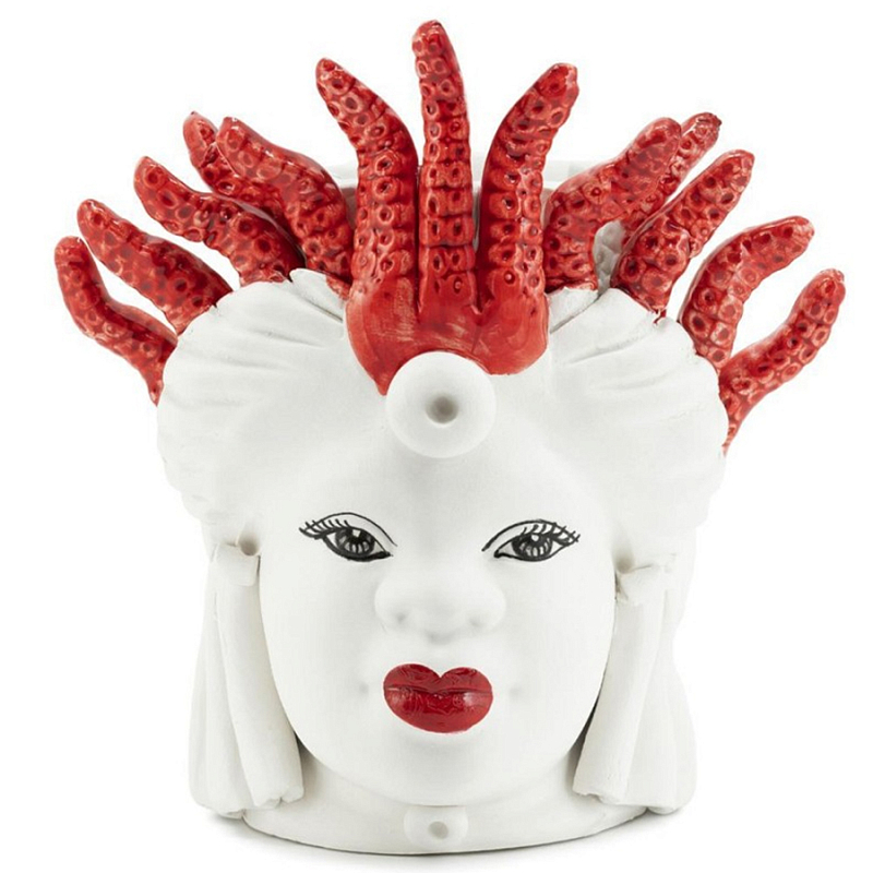Ваза Vase Moro Lady Small Medusa Red Белый Красный Ваза Vase Moro Lady Small Medusa Red Белый Красный в Рязани | Loft Concept