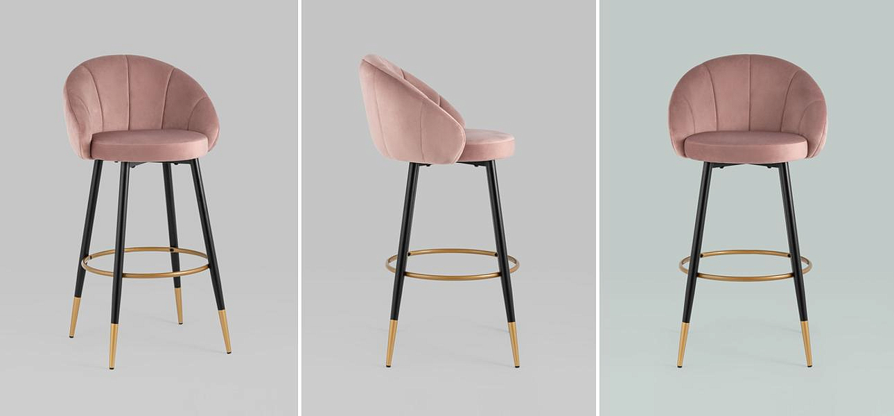 Барный Стул Alberto Chair Розовый Велюр Барный Стул Alberto Chair Розовый Велюр - Loft-Concept в Рязани