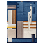 Панно из шнура Синяя геометрическая абстракция wall panel line Blue варинант исполнения - 4 | Loft Concept в Рязани