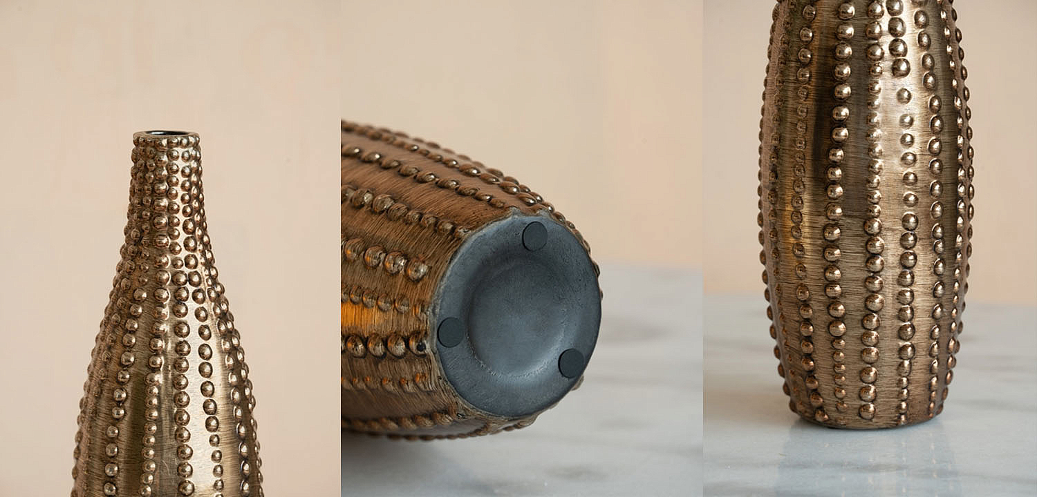 Ваза Ribbed Vase Narrow Throat bronze-gold 34 Ваза Ribbed Vase Narrow Throat bronze-gold 34 - Loft-Concept в Рязани