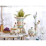 Кувшин с цветочным рисунком и бронзовой ручкой Blue Garden варинант исполнения - 7 | Loft Concept в Рязани