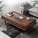 Кофейный стол из массива дерева с выдвижными ящиками Coffee Walnut Table варинант исполнения - 1 | Loft Concept в Рязани