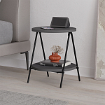 Стол приставной с 2-мя круглыми столешницами цвета антрацит ESSEL SIDE TABLE ANTHRACITE варинант исполнения - 3 | Loft Concept в Рязани