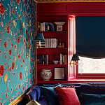 Обои с вышивкой ручной работы Flora Rio colourway on Liso Pine wool sateen варинант исполнения - 2 | Loft Concept в Рязани