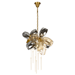 Люстра подвесная со стеклянными плафонами из дымчатого и золотистого с шестью вертикальными подвесками Gilded Mirage  варинант исполнения - 2 | Loft Concept в Рязани