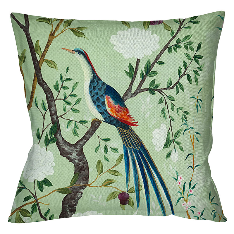 Декоративная подушка Beige and Green Chinoiserie 5 Зеленый шалфей Бежевый Декоративная подушка Beige and Green Chinoiserie 5 Зеленый шалфей Бежевый в Рязани | Loft Concept