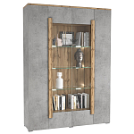 Шкаф-витрина с фасадом серого цвета 4-х дверная Grace of Furniture варинант исполнения - 1 | Loft Concept в Рязани