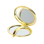 Зеркало карманное складное круглое из натурального камня Малахит с Хризоколлой в подарочной упаковке Gold Stone Mirrors варинант исполнения - 3 | Loft Concept в Рязани