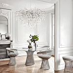 Люстра подвесная с прозрачными стеклянными подвесками в форме капель Диаметр 100 см Droplet Chandelier варинант исполнения - 21 | Loft Concept в Рязани