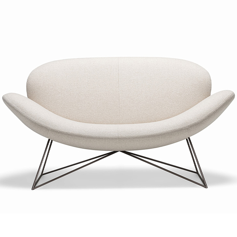 Дизайнерский двухместный диван Gio Ponti D.157.6  - DUE FOGLIE Sofa Молочный Черный в Рязани | Loft Concept 