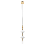 Подвесной светильник с белыми фигурными стеклянными элементами и бронзовыми вставками Высота 100 см Gabriel Scott Luna варинант исполнения - 4 | Loft Concept в Рязани