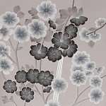 Обои ручная роспись Anemones in Light Dusk colourway on Lilac Hint slub silk варинант исполнения - 2 | Loft Concept в Рязани