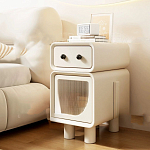 Тумбочка прикроватная с ящиком и стеклянной дверцей Робот Robot Bedside варинант исполнения - 2 | Loft Concept в Рязани