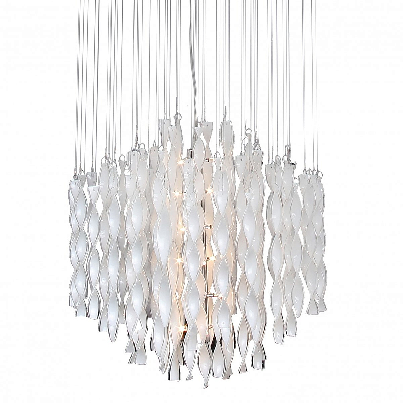 Люстра Macaroni Chandelier Chrome mono white Белый Люстра Macaroni Chandelier Chrome mono white Белый в Рязани | Loft Concept